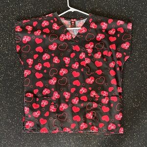 Heart Print Scrub Top
